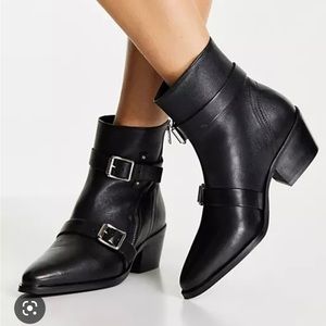 Allsaints Lior leather buckle boots size 38 7.5